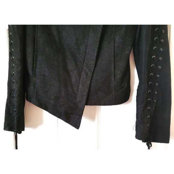GAR-DE DESIGNER WOMENS BLACK DISTRESSED SUEDE ASYMMETRIC BIKER JACKET NWT - Picture 3 of 12